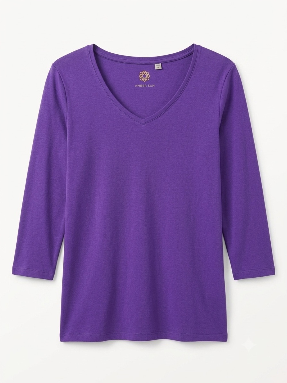 Women's Purple V-Neck Long Sleeve Top